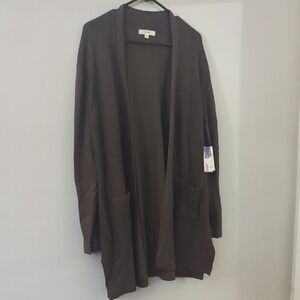 New Open Front Light Knit Cardigan With Pockets Size XL